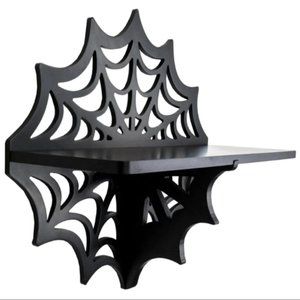 SPIDERWEB SHELF!! Black Mini Wall Wooden Shelving Kit NIB